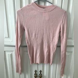 H&M Divided Slim Fit Rib-Knit Pink Top